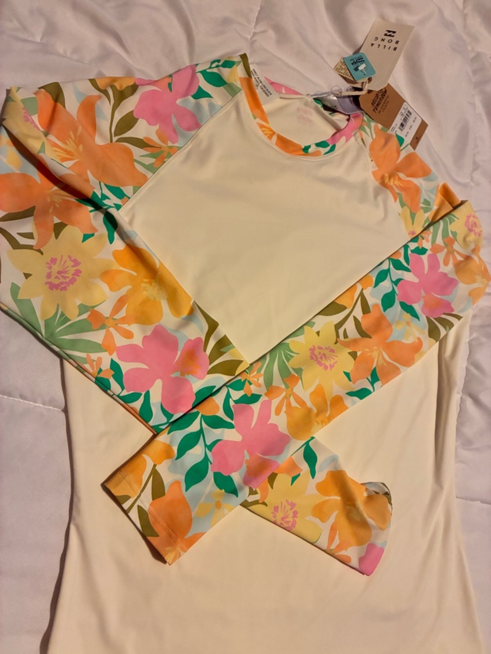 Cream Floral Long-Sleeve Women's Swim Coverup by Z Supply